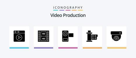 pack d'icônes de glyphe de production vidéo 5 comprenant un film. multimédia. vidéo. médias. conception d'icônes créatives vecteur