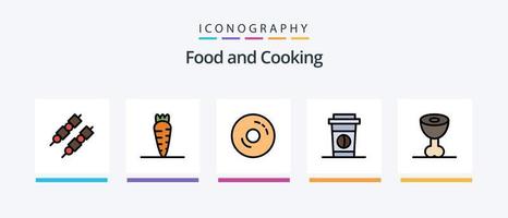 ligne de nourriture remplie de 5 packs d'icônes comprenant. boire. café. Cola. nourriture. conception d'icônes créatives vecteur