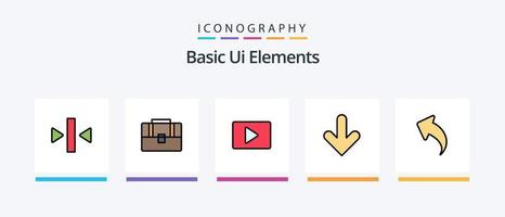 ligne d'éléments d'interface utilisateur de base remplie de 5 icônes, y compris l'image. chargement. flèches. heure. ordinateur. conception d'icônes créatives vecteur