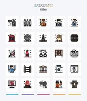 pack d'icônes rempli de 25 lignes de tueur créatif tel que l'objectif. sécurité. crime. police. entreprise vecteur
