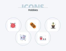 pack d'icônes plat passe-temps 5 conception d'icônes. pot. loisirs. couturière. usine. conseil vecteur