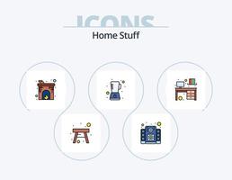 pack d'icônes remplies de ligne de trucs à la maison 5 conception d'icônes. réfrigérateur. lumière. café. lampe. électrique vecteur