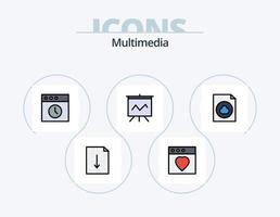 pack d'icônes rempli de ligne multimédia 5 conception d'icônes. . . poster. déposer. nuage vecteur