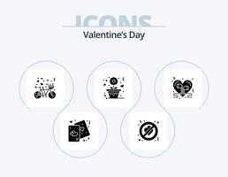 pack d'icônes glyphe saint valentin 5 conception d'icônes. rose. aimer. interdit. fleur. cœur vecteur