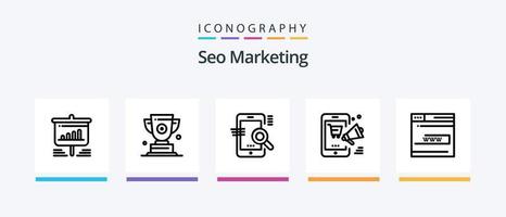 pack d'icônes seo marketing line 5, y compris mobile. offre. Commencez. rabais. paquets. conception d'icônes créatives vecteur