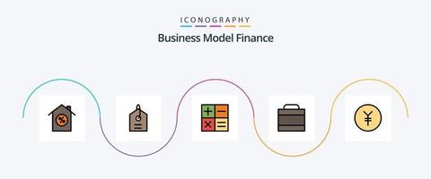 pack d'icônes plat 5 rempli de ligne de financement, y compris. mini. yen. pièce de monnaie vecteur