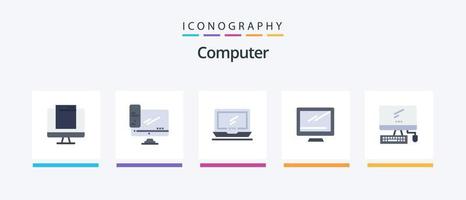 pack d'icônes plat 5 pour ordinateur, y compris l'appareil. ordinateur. pc. ordinateur portable. appareil. conception d'icônes créatives vecteur