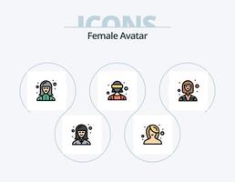 pack d'icônes remplies de ligne d'avatar féminin 5 conception d'icônes. ouvrier. industrie. exécutif. femme. femme vecteur