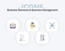 éléments commerciaux et gestion d'entreprise pack d'icônes plates 5 conception d'icônes. partage. connaissance. rapport. solution. idée vecteur