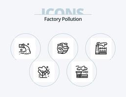 pack d'icônes de ligne de pollution d'usine 5 conception d'icônes. respirer. fumée. émission. pollution. feu vecteur