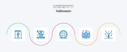 pack d'icônes bleu halloween 5 comprenant un collier. Halloween. sinistre. Pâques. effrayant vecteur