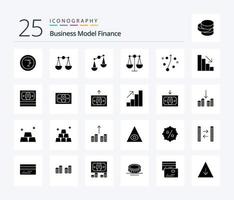 financez un pack d'icônes de 25 glyphes solides, y compris la croissance. analytique. stratégie. argent. espèces vecteur