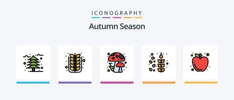 ligne d'automne remplie de 5 packs d'icônes comprenant une feuille. arbre. automne. saison. botanique. conception d'icônes créatives vecteur