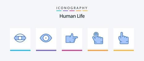 pack d'icônes bleu humain 5 comprenant. doigt. indiquer. conception d'icônes créatives vecteur