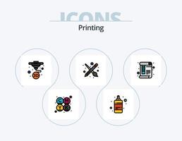 pack d'icônes rempli de ligne d'impression 5 conception d'icônes. page. pipette. mesure. compte-gouttes. document vecteur