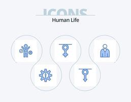 pack d'icônes bleu humain 5 conception d'icônes. avatar. reine. homme. genre. processus vecteur