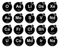 20 tableau préodique de la conception du pack d'icônes d'éléments vecteur