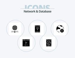 pack d'icônes de glyphe de réseau et de base de données 5 conception d'icônes. réseau. connexion. en ligne. réseau. base de données vecteur