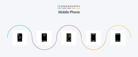 pack d'icônes de glyphe de téléphone portable 5 comprenant. dos. Samsung. mobile vecteur