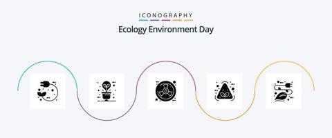 pack d'icônes de glyphe écologique 5, y compris le recyclage. ordures. éclairage. éco. radiation vecteur