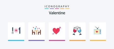 pack d'icônes valentine flat 5, y compris l'amour. valentines. l'amour. Valentin. l'amour. conception d'icônes créatives vecteur