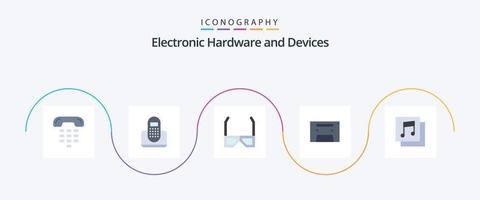 appareils pack d'icônes plat 5 comprenant. musique. la télé. médias. ancien vecteur