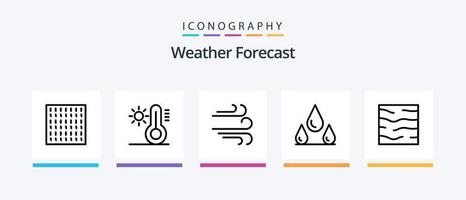 pack d'icônes météo ligne 5 comprenant. temps. temps. neige. nuage. conception d'icônes créatives vecteur