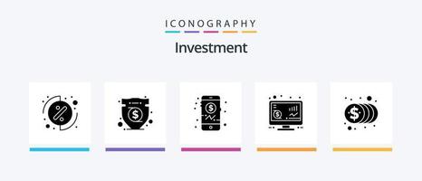 pack d'icônes de glyphe d'investissement 5 comprenant de l'argent. finance. investissement. pièces de monnaie. référencement. conception d'icônes créatives vecteur