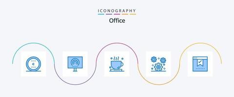 pack d'icônes bleu bureau 5 comprenant un signet. bureau. flux. engrenage. thé vecteur