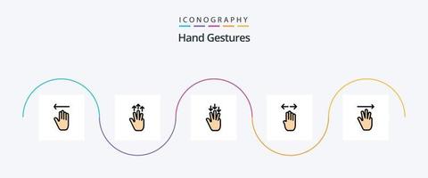 ligne de gestes de la main remplie de 5 icônes plates, y compris la droite. doigt. touche. main. gestes vecteur