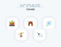 pack d'icônes plates canada 5 conception d'icônes. neige. hôtel. gâteau. glacé. Canada vecteur