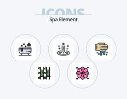 pack d'icônes remplies de ligne d'élément de spa 5 conception d'icônes. baignoire. spa. en bois. sauna. seau vecteur