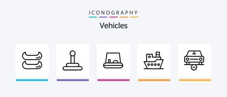 pack d'icônes de la ligne 5 de véhicules comprenant. véhicule. bathyscaphe. transport. avion. conception d'icônes créatives vecteur