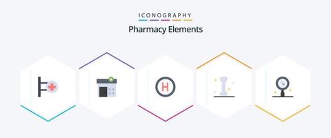 éléments de pharmacie pack de 25 icônes plates comprenant des pilules. médical. signe. santé. médecine vecteur