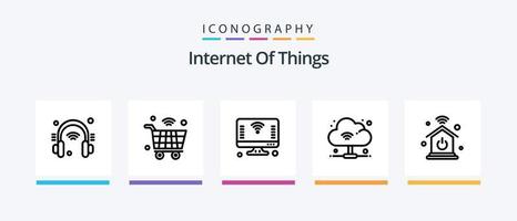 Pack d'icônes Internet des objets ligne 5, y compris le routeur. l'Internet. iot. Wifi. emplacement. conception d'icônes créatives vecteur