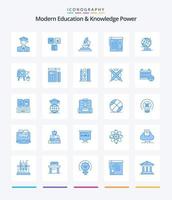 éducation moderne créative et puissance de la connaissance 25 pack d'icônes bleues telles que le monde. note. connaissance. Remarques . Zoom vecteur