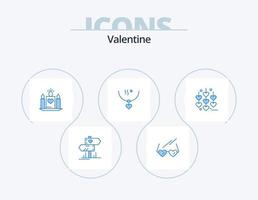 pack d'icônes bleu saint valentin 5 conception d'icônes. cœur. faire la fête. bougie. mariage. amulette vecteur