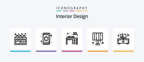 pack d'icônes de la ligne 5 de design d'intérieur, y compris la maison. intérieur. bureau. meubles. tableau. conception d'icônes créatives vecteur