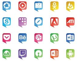 20 logo de style bulle de médias sociaux comme mot dribbble coderwall behance ati vecteur