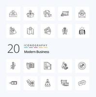 20 pack d'icônes de ligne d'affaires moderne comme document de contrat d'indicatif d'appel d'argent d'entreprise vecteur