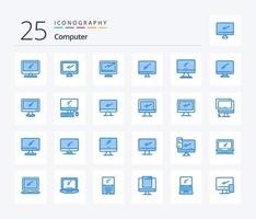 ordinateur 25 pack d'icônes de couleur bleue, y compris l'appareil. ordinateur. pc. ordinateur portable. appareil vecteur