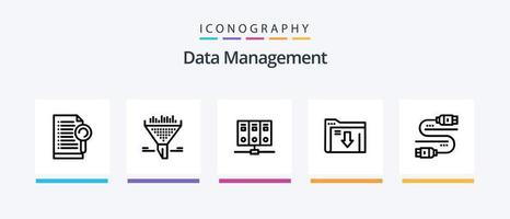 pack d'icônes de la ligne 5 de gestion des données, y compris le réseau. serveur. déposer. télécommande. base de données. conception d'icônes créatives vecteur