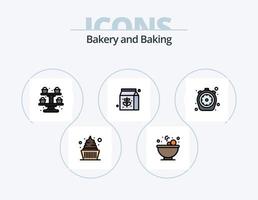 ligne de cuisson rempli pack d'icônes 5 conception d'icônes. cuisine. nourriture. temps. carotte. gâteau vecteur