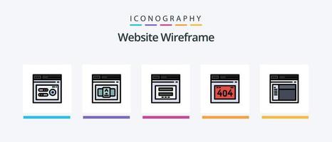 ligne filaire de site Web remplie de 5 packs d'icônes, y compris le site Web. sécurisé. html. page. site Internet. conception d'icônes créatives vecteur