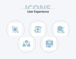 pack d'icônes bleues de l'expérience utilisateur 5 conception d'icônes. recherche. tarte. protection. données. rapport vecteur