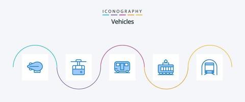 pack d'icônes de 5 véhicules bleus comprenant des véhicules. transport. voyage. métro. transport vecteur