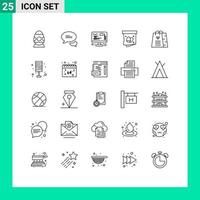 pack d'icônes vectorielles stock de 25 signes et symboles de ligne pour le développement de sacs de magasin cadeau de vacances éléments de conception vectoriels modifiables vecteur