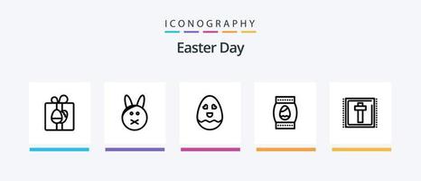 pack d'icônes de la ligne 5 de pâques, y compris le printemps. usine. œuf. fleur. vacances. conception d'icônes créatives vecteur