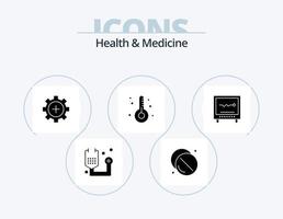 pack d'icônes de glyphe de santé et de médecine 5 conception d'icônes. santé. cardiogramme. santé. médecine. hôpital vecteur