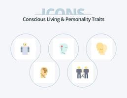 vie consciente et traits de personnalité pack d'icônes plat 5 conception d'icônes. information. critique. personnes. analytique. ouvrir vecteur